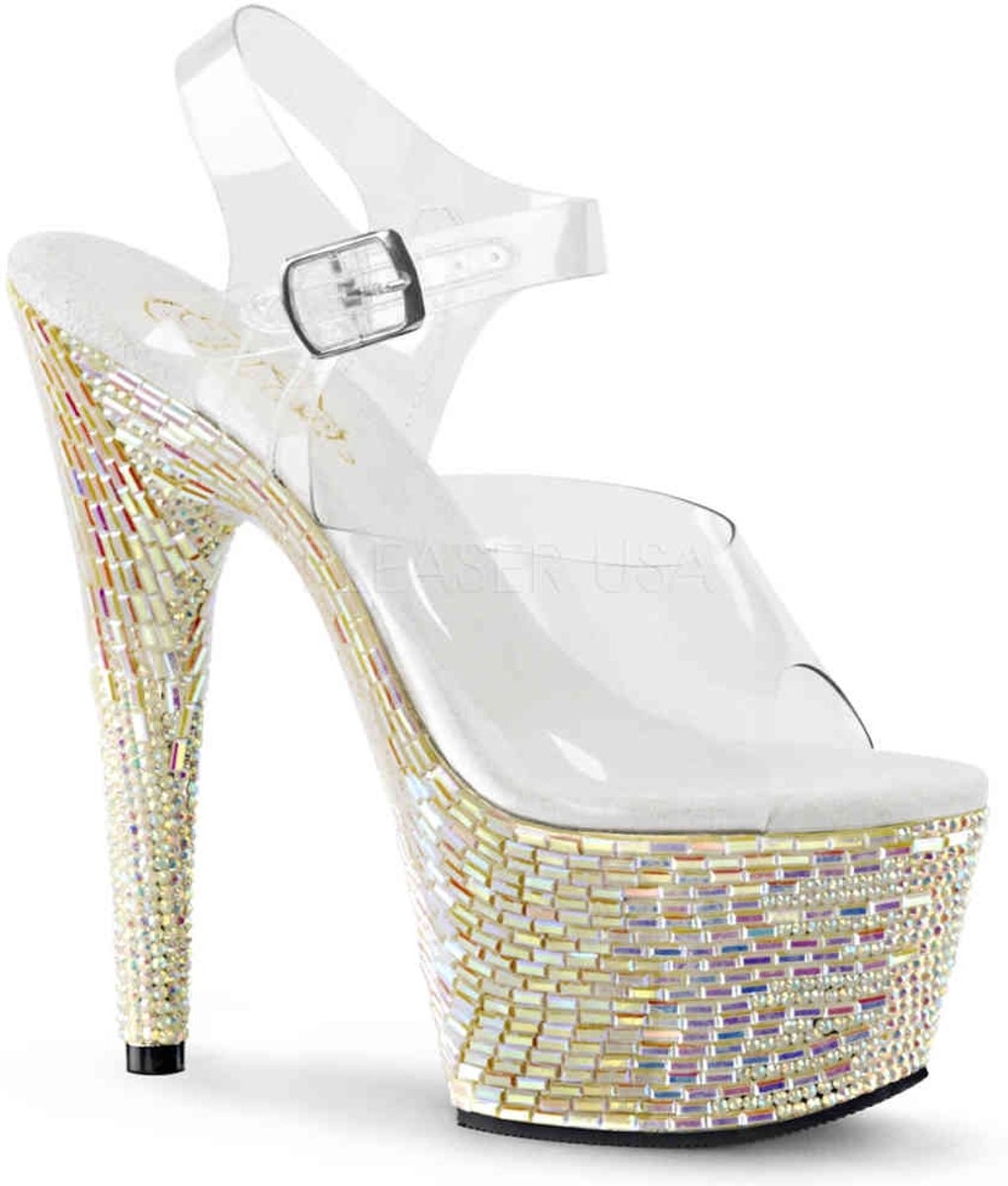 EU 39 = US 9 | BEJEWELED-708MR | *7 Heel, 2 3/4 PF Ankle Strap Sandal w/RS